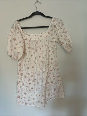 Billabong Cream Mini Dress with Tan Floral Motif